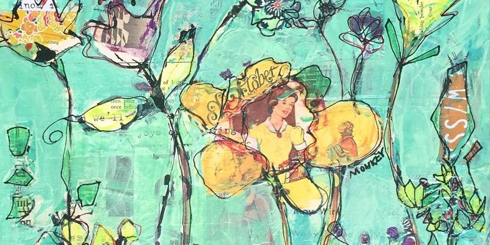 Monke and Mommy, 10" x 10", mixed media on canvas, $100