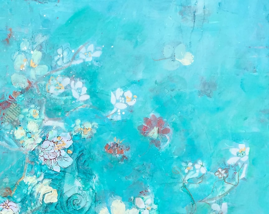 detail of Butter blossoms, mixed media on canvas ©Kellie DAy