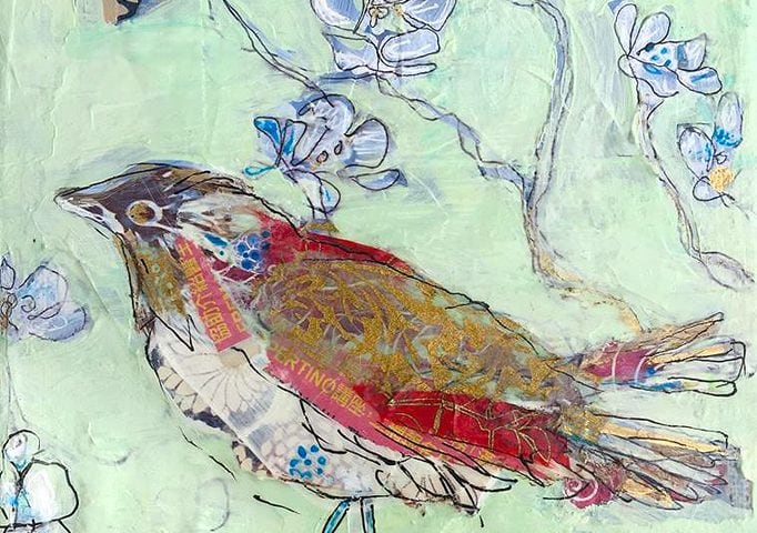 Sea Foam Bird, mixed media on canvas, 8" x 10", $100 ©Kellie Day