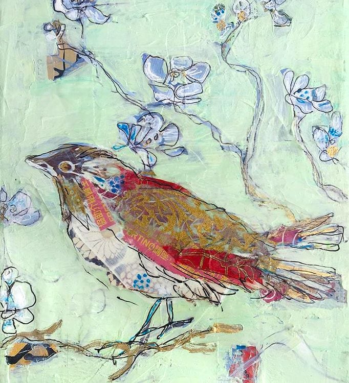 Sea Foam Bird, mixed media on canvas, 8" x 10", $100 ©Kellie Day