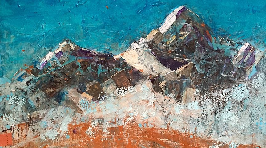 Wilson Peak in Telluride, Colorado, mixed media on canvas, 40" x 30", ©Kellie Day