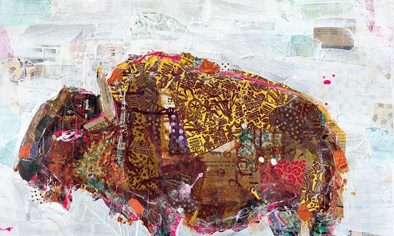 El Buffalo, mixed media on canvas, 36" x 36", $1900 ©Kellie DAy
