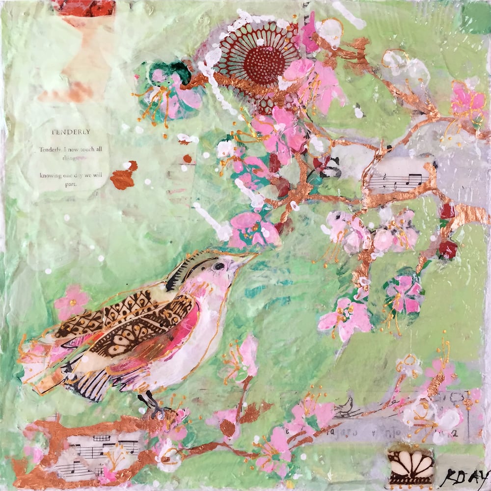 Tenderly, 12" x 12, mixed media on canvas, ©Kellie Day, available