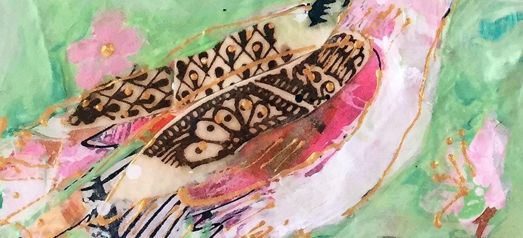 Detail of Tenderly, 12" x 12, mixed media on canvas, ©Kellie Day, available