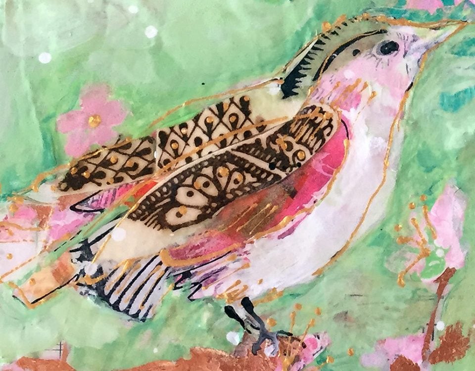 Detail of Tenderly, 12" x 12, mixed media on canvas, ©Kellie Day, available