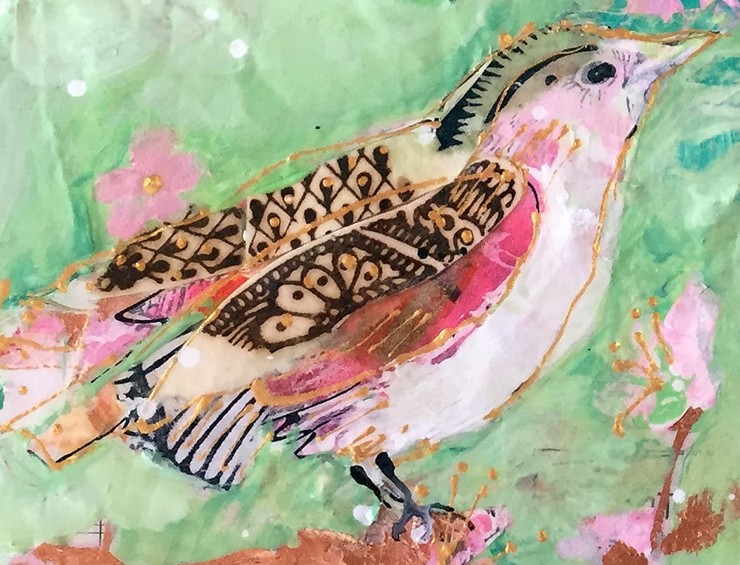 Detail of Tenderly, 12" x 12, mixed media on canvas, ©Kellie Day, available