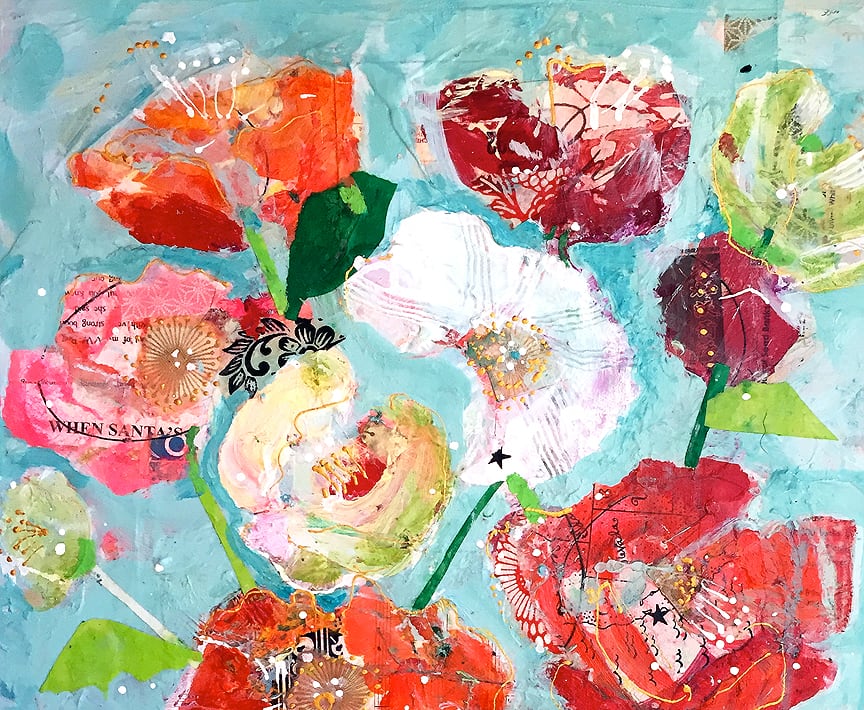 detail of Jersey Queen, 18" x 24", mixed media on canvas, ©Kellie Day, available