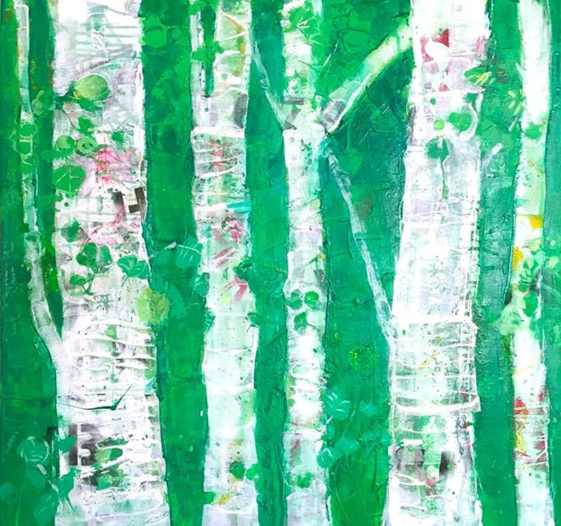 spray paint aspen tree painting by kellie Day