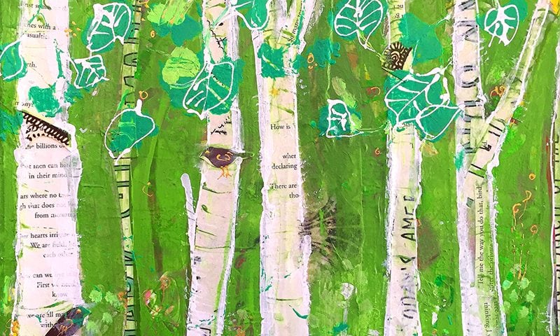 Little Forest, mixed media on canvas, 12" x 12", $97 ©Kellie Day
