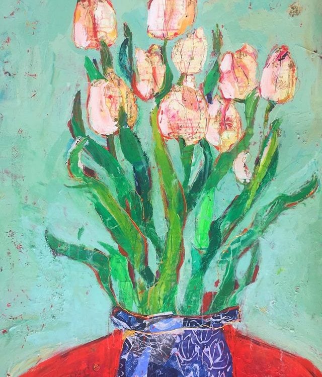 Eternal Tulips, 36" x 48", mixed media on canvas ©Kellie Day