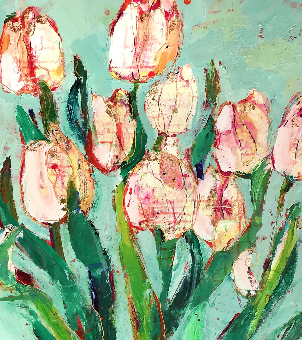 Eternal Tulips, 36" x 48", mixed media on canvas ©Kellie Day