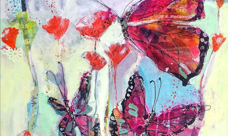 Butterfly Playground, ©Kellie Day, mixed media on canvas, 24" x 24",
