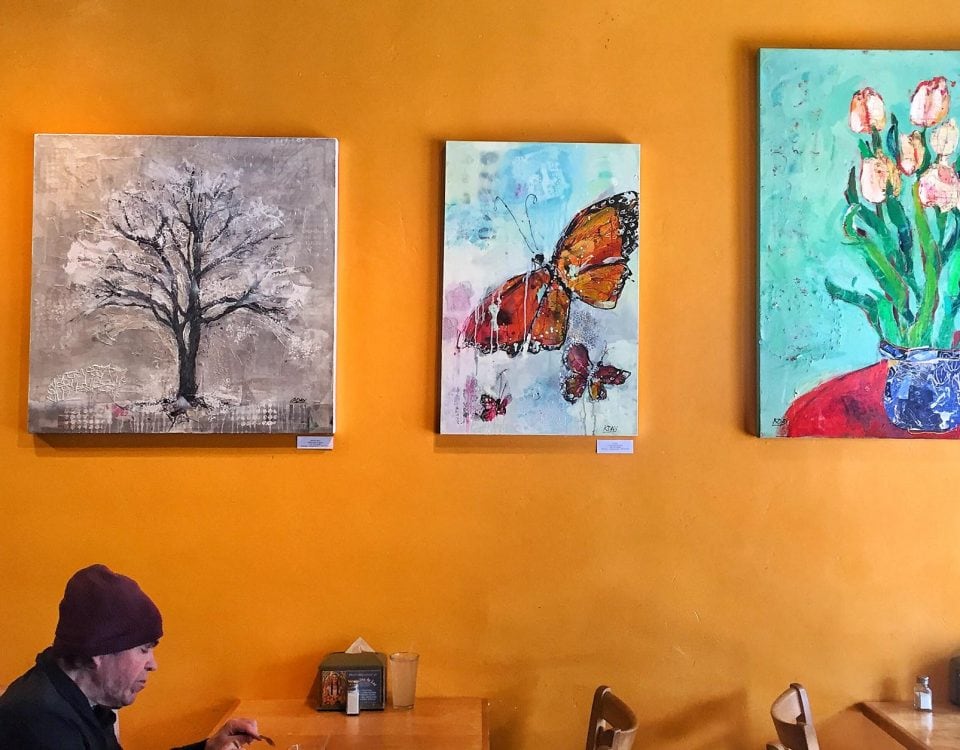butterfly and tulip art by kellie day
