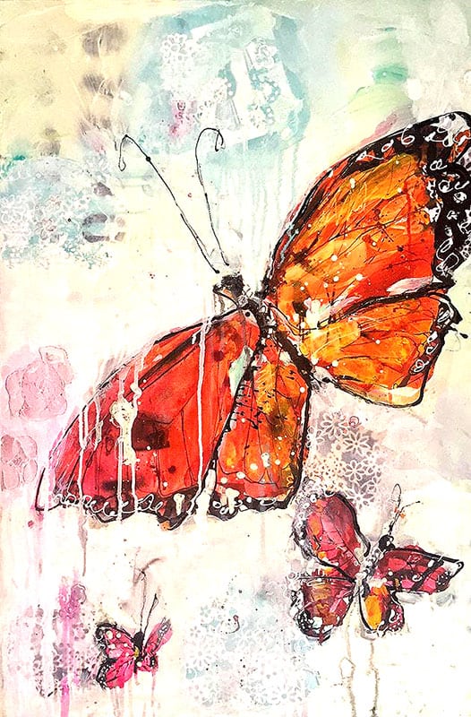 Kellie Day mixed media butterfly painting