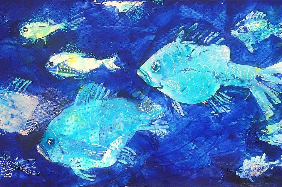 mixed media fish painting ©Kellie Day