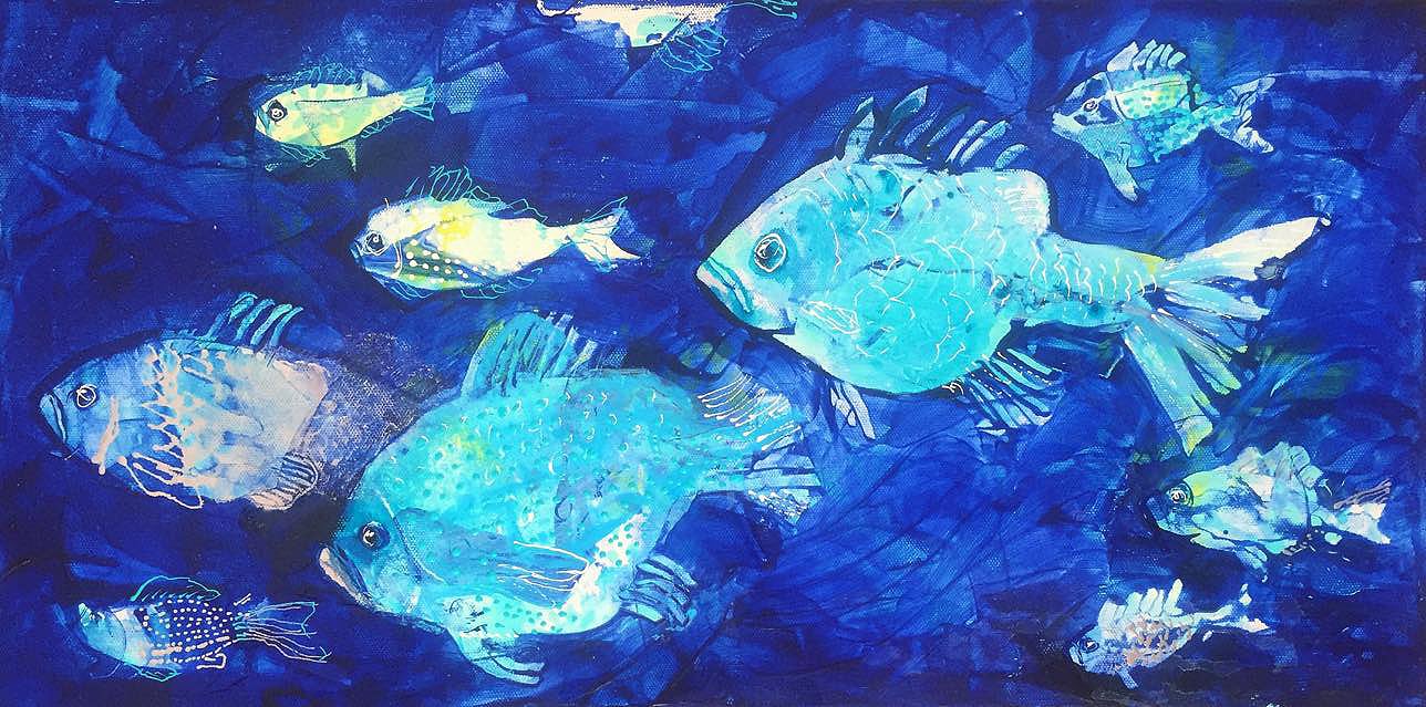 mixed media fish painting ©Kellie Day