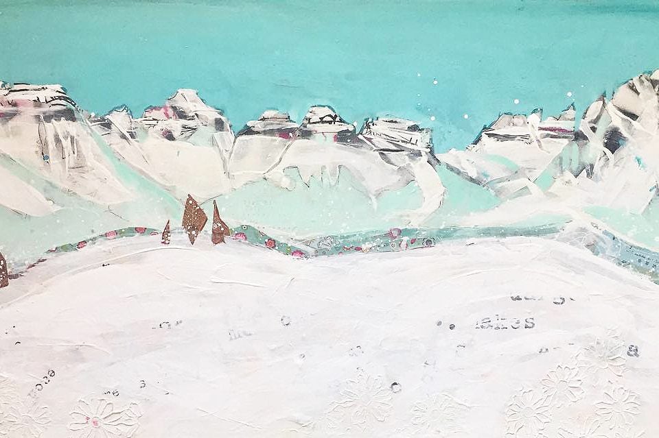 Sneffels Range, mixed media mountain painting ©Kellie Day