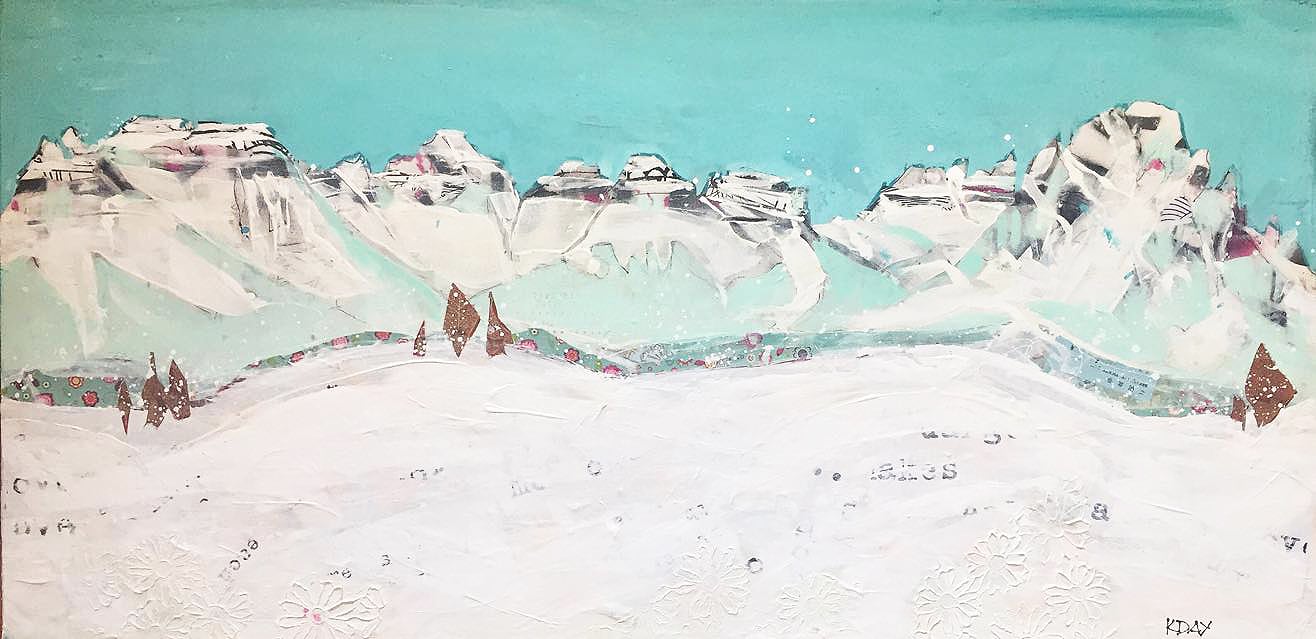 Sneffels Range, mixed media mountain painting ©Kellie Day