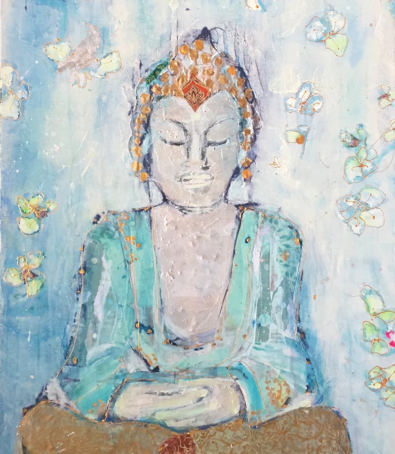 Kellie Day mixed media budha painting