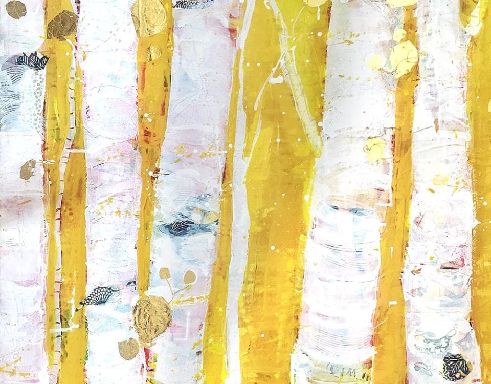 Gold Everywhere, 30" x 40", gold aspen leaves ©Kellie Day,