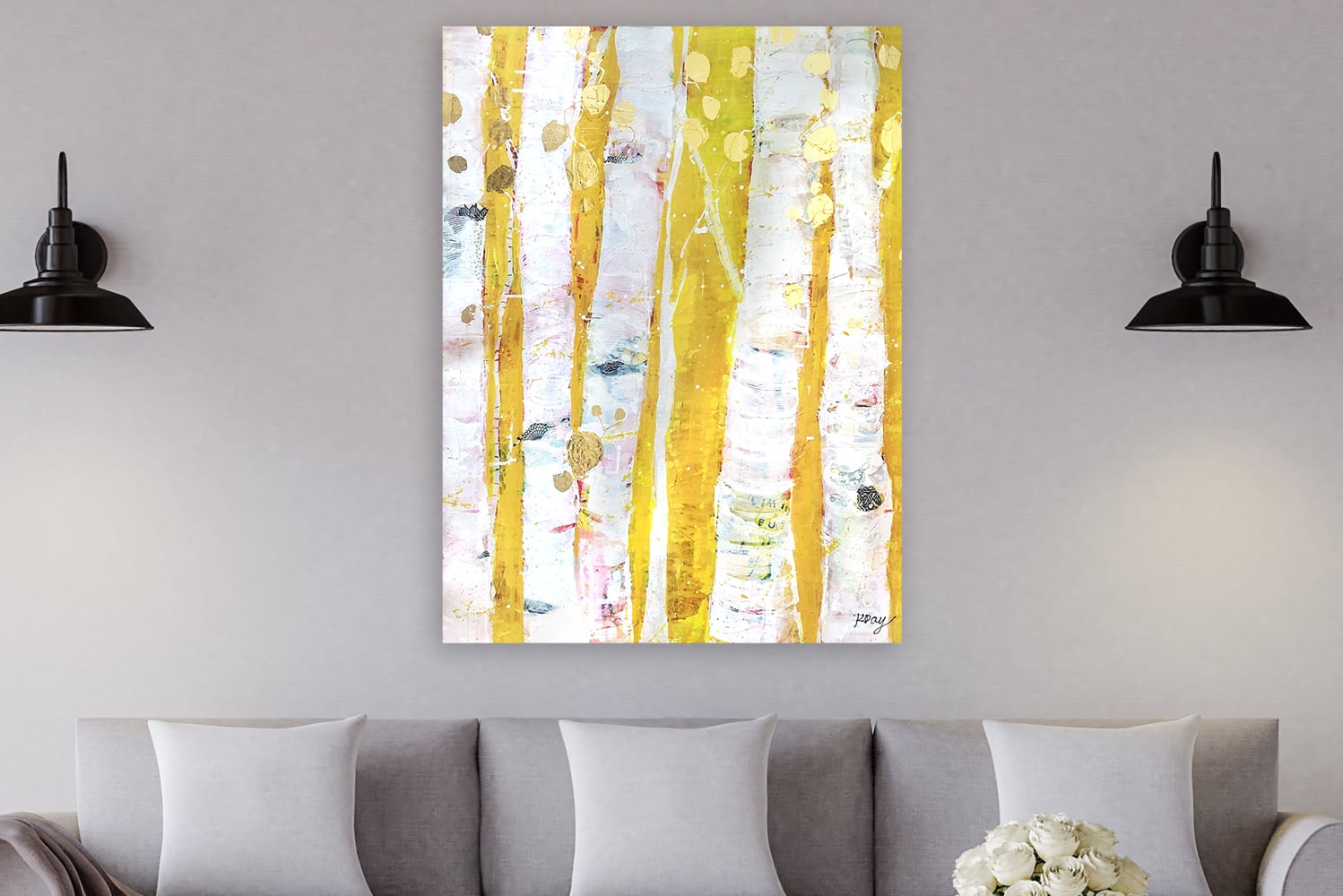 Gold Everywhere, 30" x 40", gold aspen leaves ©Kellie Day,
