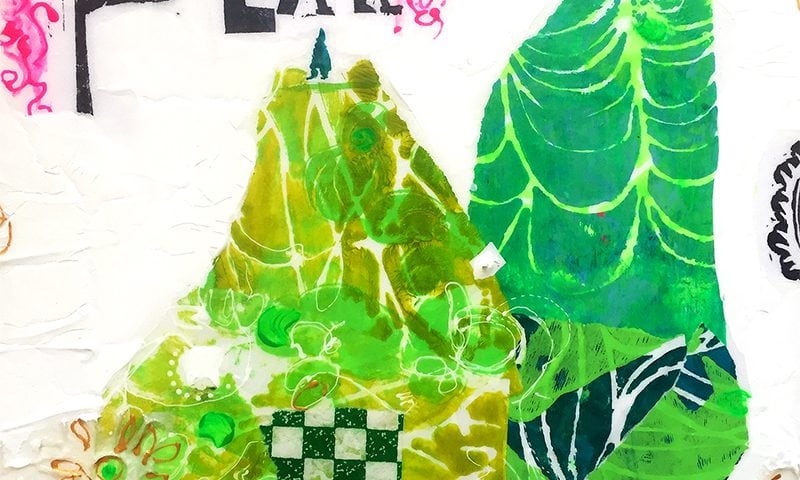 mixed media pear painting by kellie day