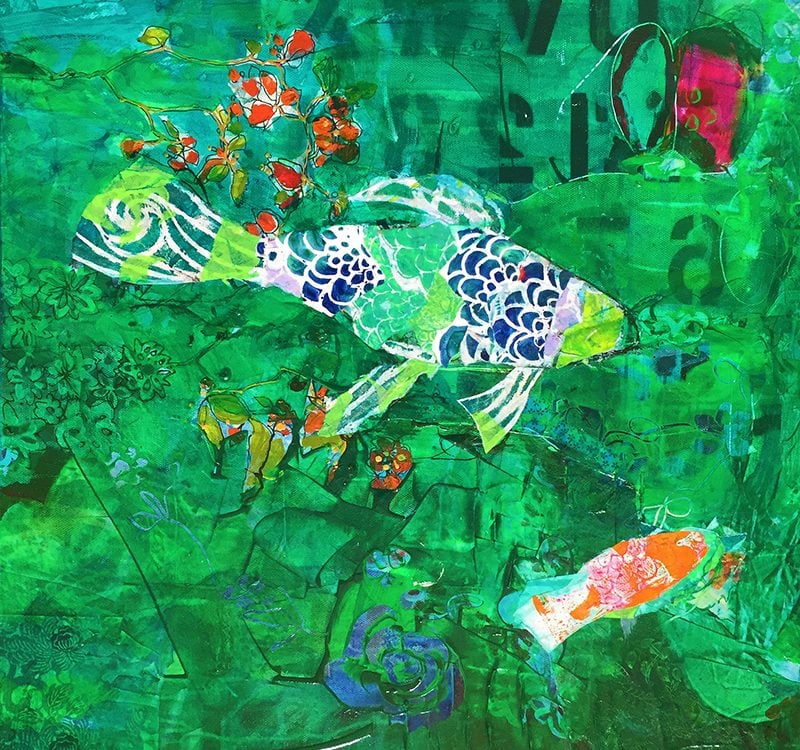 Koi pond fish painting ©Kellie Day