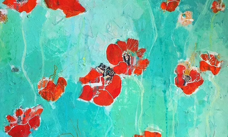 mixed media poppies by kellie day