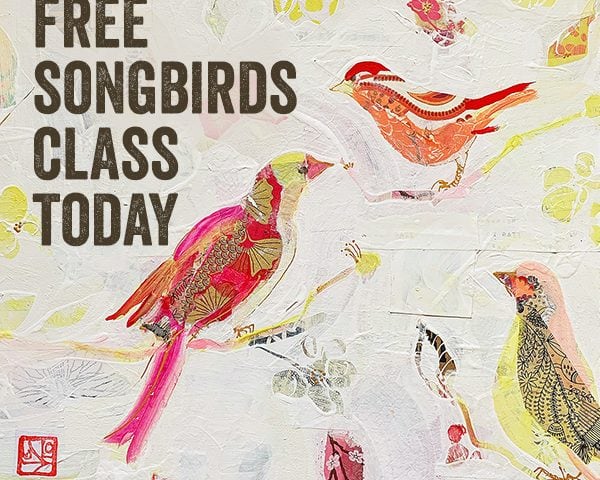 mixed media bird painting class