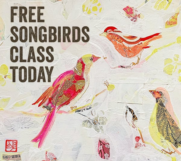 mixed media bird painting class
