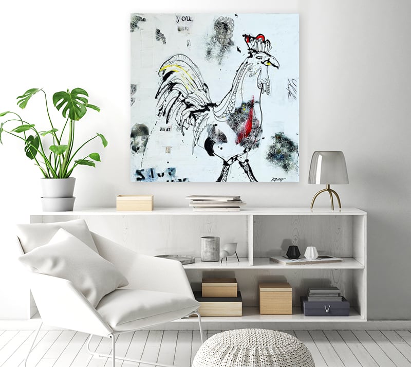Loteria rooster painting by Kellie day