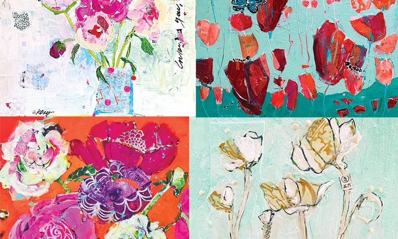 painting flowers with mixed media by kellie day