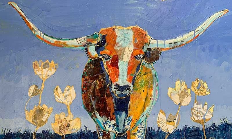 Texas-Longhorn painting by Kellie-Day
