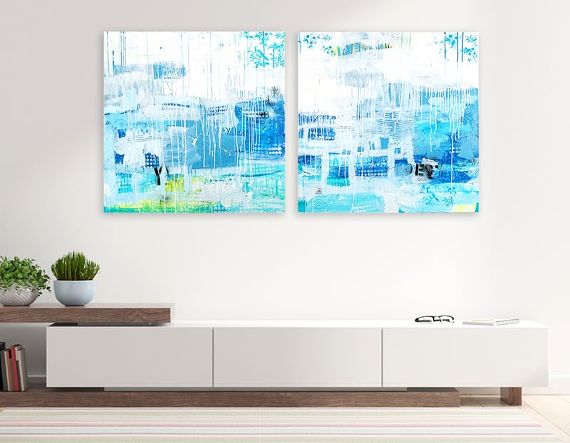 Summer Drizzle, diptych on two canvases totally 60" x 30", ©Kellie Day, Available