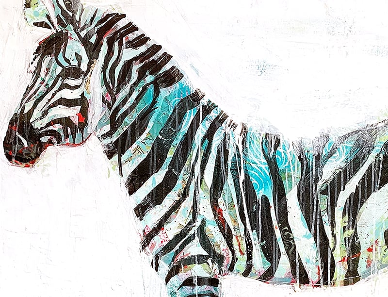 Zebra painting, 48" x 48", mixed media on canvas ©Kellie Day