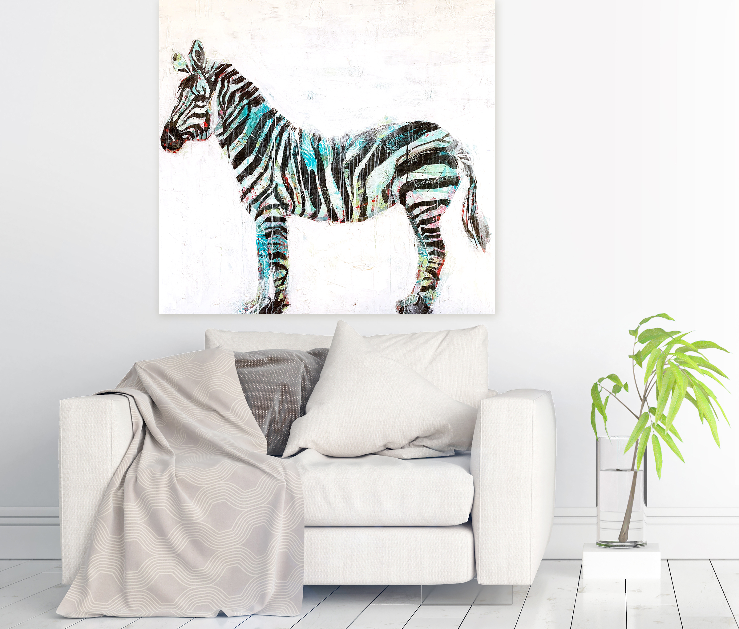 Zebra painting, 48" x 48", mixed media on canvas ©Kellie Day