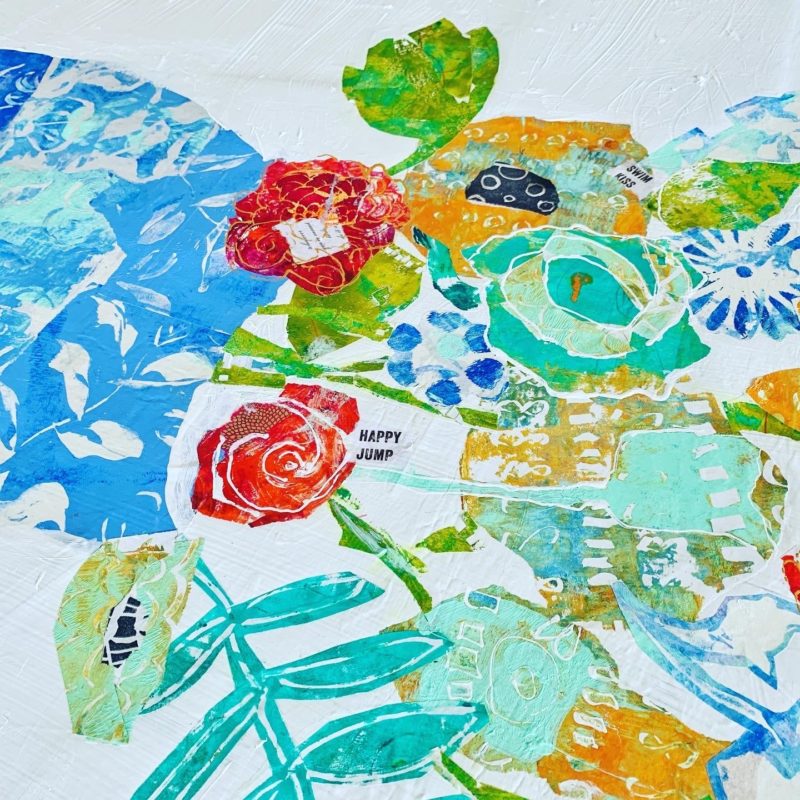 Collage Flowers in Vase, painting - Image 3