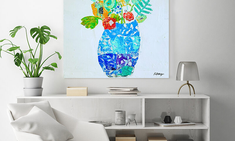 original mixed media flower painting by kellie day