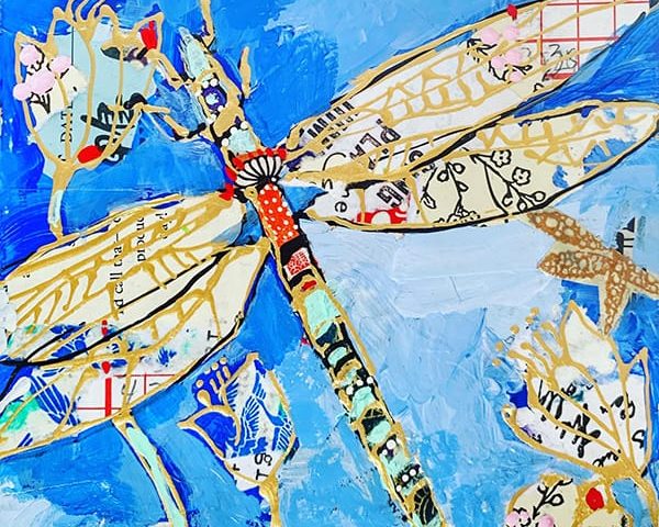Blue dragonfly painting ©Kellie Day