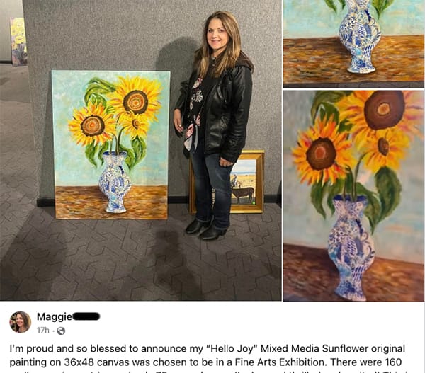 Maggie success after kellie day art mentoring 