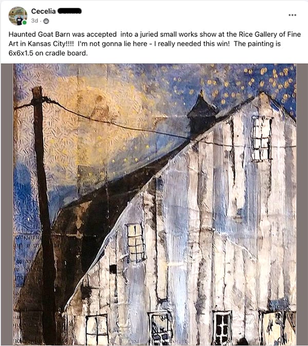 Cecelia success after kellie day art mentoring 