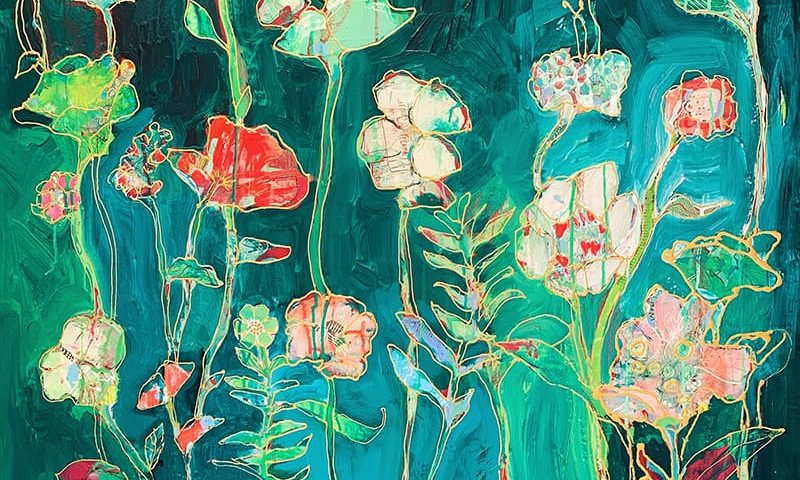 emerald wildflower painting by Kellie Day
