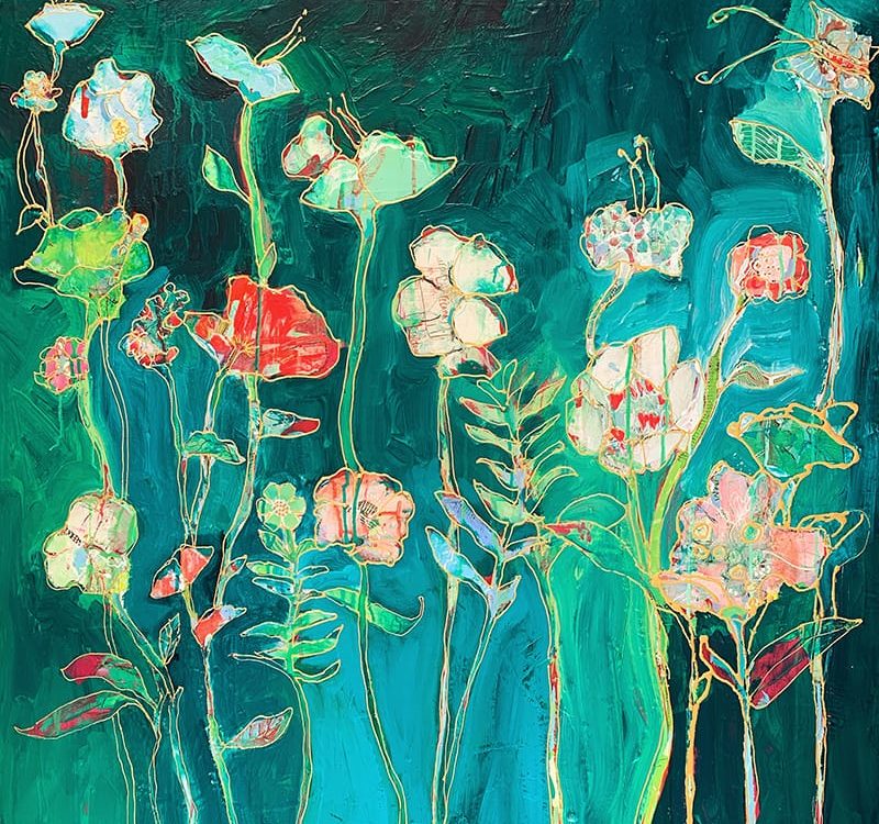 emerald wildflower painting by Kellie Day