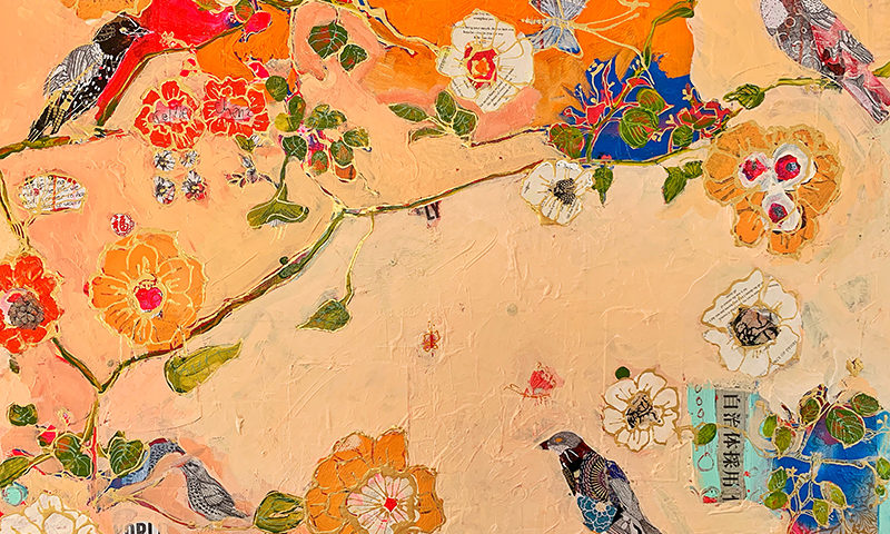 Grace, a Japanese style floral painting by Kellie Day