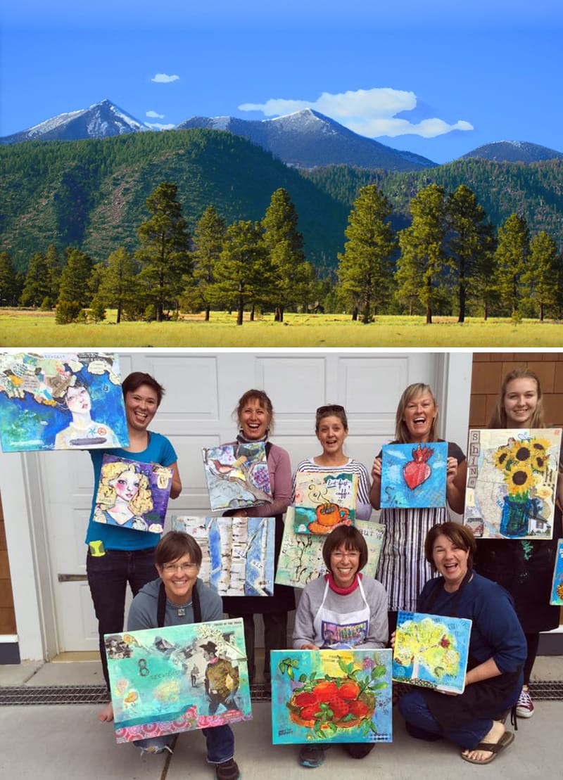 flagstaff art class with mountains