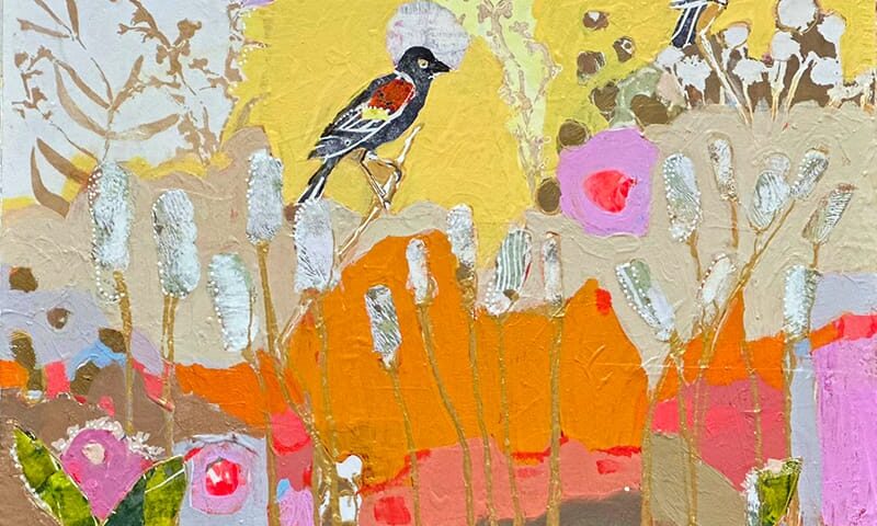 Red-wing Blackbirds in the Cattails, painting by Kellie Day