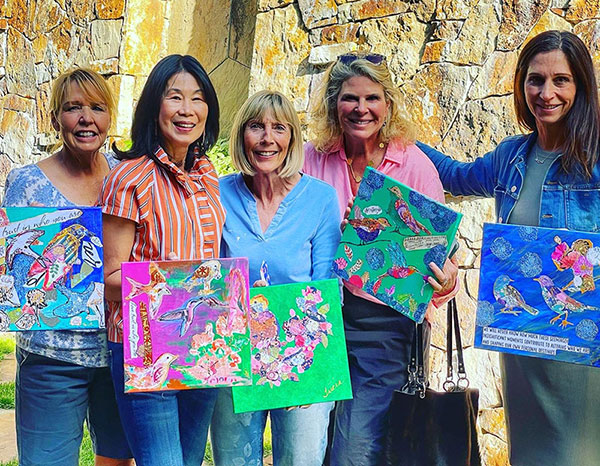 kellie day teaching songbird painting for telluride womens network