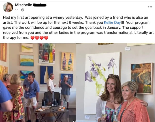 Mischelle art show after taking kellie day's art mentoring program
