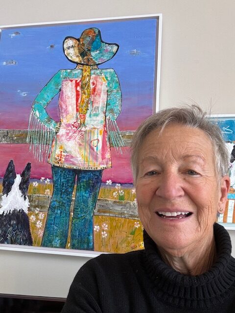 One of Bille's big paintings after working with art mentor Kellie Day