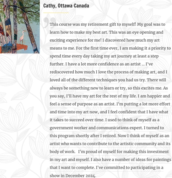 transition from retirement and career to being a creative artist